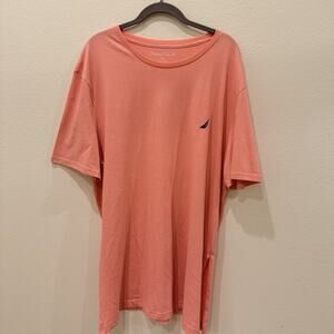 Náutica Pink Peach Cotton Long T-shirt Nightshirt Cover Up Top 34”L Size XXL